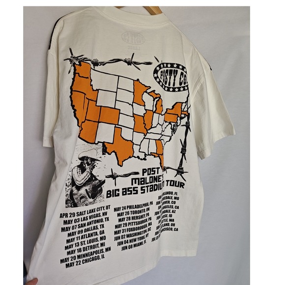 Post Malone Big Ass Stadium Tour Shirt White Huge Graphic Tee 2025 Large - Picture 5 of 6